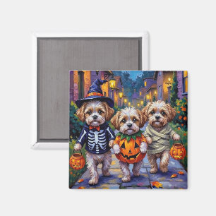 Shih Tzu Hunde beim Trick-or-Treat an Halloween-Ko Magnet