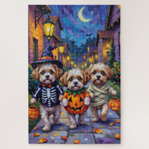 Shih Tzu Hunde beim Trick-or-Treat an Halloween-Ko Puzzle
