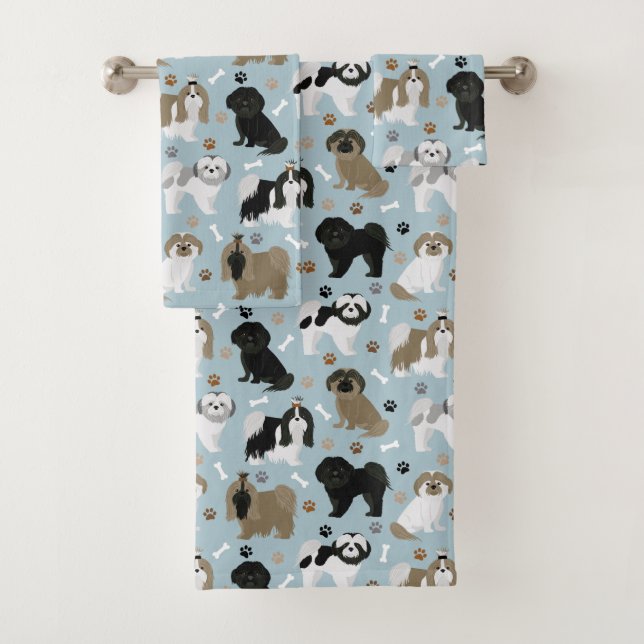 Shih Tzu Hunde Paws and Bones Badhandtuch Set (Insitu)