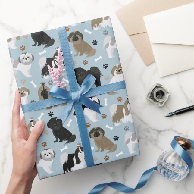 Shih Tzu Hunde Paws and Bones Geschenkpapier (Schenken)