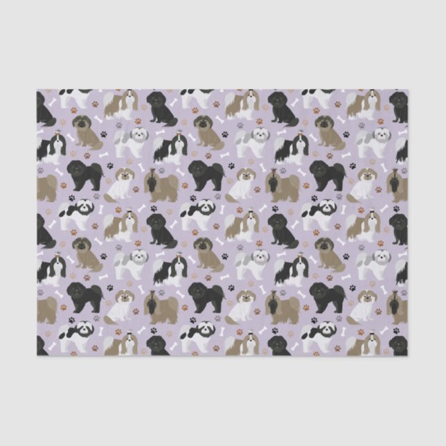 Shih Tzu Hunde Paws and Bones Tissue Seidenpapier (Vorderseite)