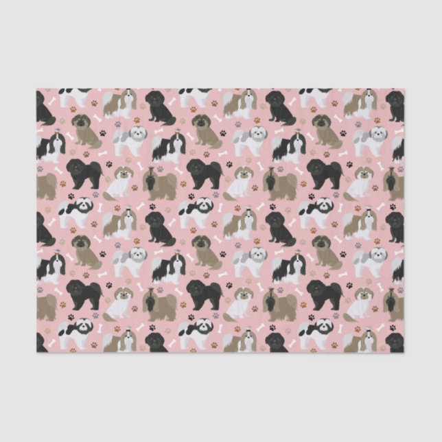 Shih Tzu Hunde Paws and Bones Tissue Seidenpapier (Vorderseite)
