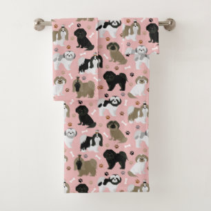 Shih Tzu Hunde Paws & Bones Badetuch Set