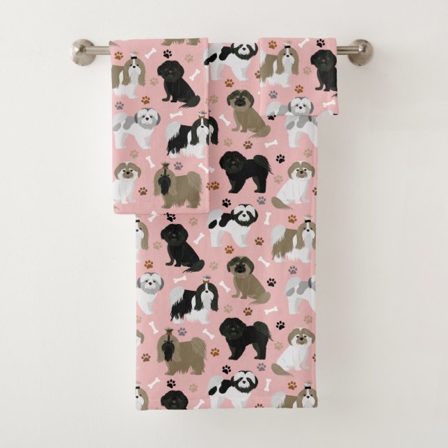 Shih Tzu Hunde Paws & Bones Badetuch Set (Insitu)