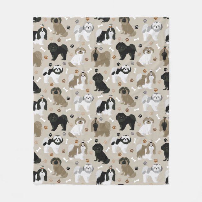 Shih Tzu Hunde Paws & Bones Fleece Blanket (Vorderseite)