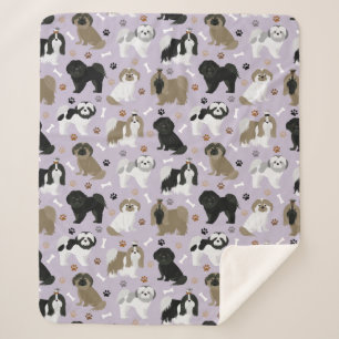 Shih Tzu Hunde Paws & Bones Sherpa Blanket Sherpadecke