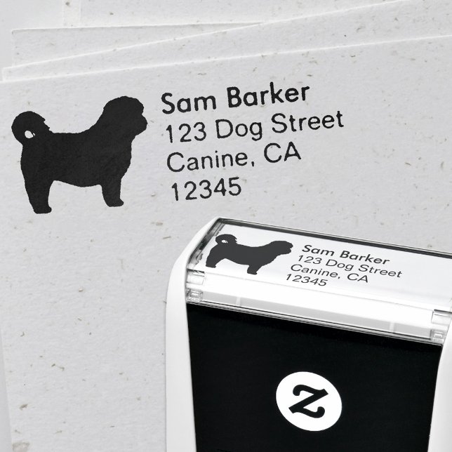 Shih Tzu Hunde Silhouette Rücksendeadresse Permastempel (Von Creator hochgeladen)