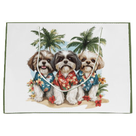 Shih Tzu Hunde tragen hawaiianische Shirts Große Geschenktüte