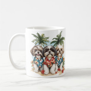 Shih Tzu Hunde tragen hawaiianische Shirts Kaffeetasse