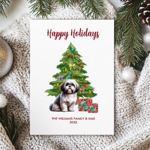 Shih Tzu-Hundefamilien-Weihnachten Feiertagskarte
