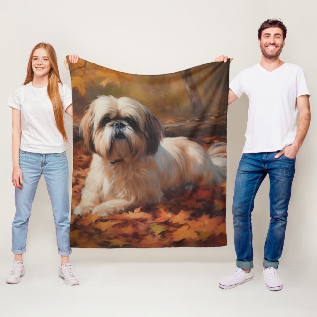 Shih Tzu im Herbst Leaves Fall Inspiriert Fleecedecke (Beispiel)