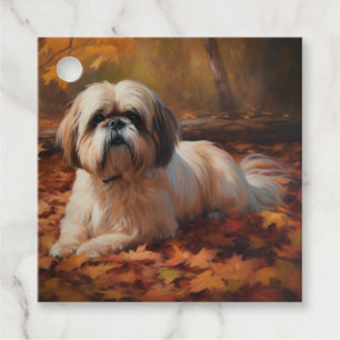 Shih Tzu im Herbst Leaves Fall Inspiriert Geschenkanhänger