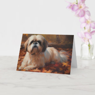 Shih Tzu im Herbst Leaves Fall Inspiriert Karte