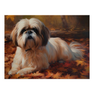 Shih Tzu im Herbst Leaves Fall Inspiriert Poster