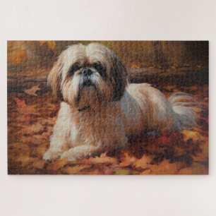 Shih Tzu im Herbst Leaves Fall Inspiriert Puzzle