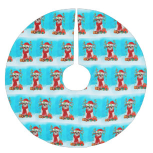 Shih Tzu im Schnee mit Weihnachtsgeschenken Polyester Weihnachtsbaumdecke