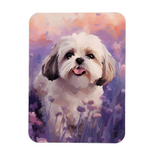 Shih Tzu in Lavender field Magnet