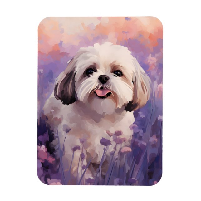 Shih Tzu in Lavender field Magnet (Vertikal)