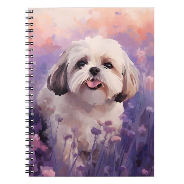 Shih Tzu in Lavender field Notizblock (Vorderseite)