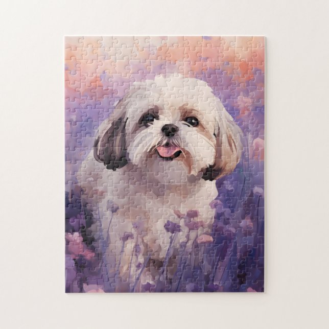 Shih Tzu in Lavender field Puzzle (Vertikal)