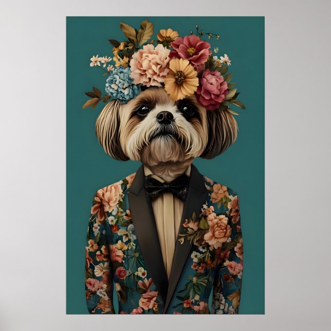 Shih Tzu In Suit Poster, Shih Tzu Portrait, Shih Poster (Vorne)
