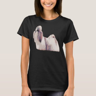 Shih Tzu in voller bekleidung farbige Silhouette L T-Shirt