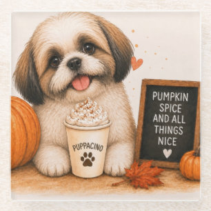 Shih Tzu Kürbis-Gewürz-Puppaccino Glasuntersetzer