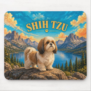 Shih Tzu, Lake Tahoe Vintage-Wasserfarbe Mousepad