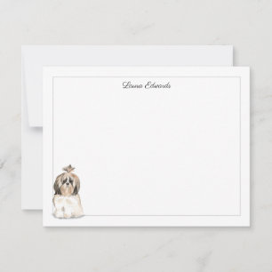 Shih Tzu Langhaar Grau Personalisiert Mitteilungskarte