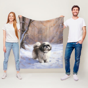Shih Tzu Lass es schneien Weihnachten Fleecedecke