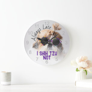 Shih Tzu Late nicht immer niedliche lustige Hunde  Große Wanduhr