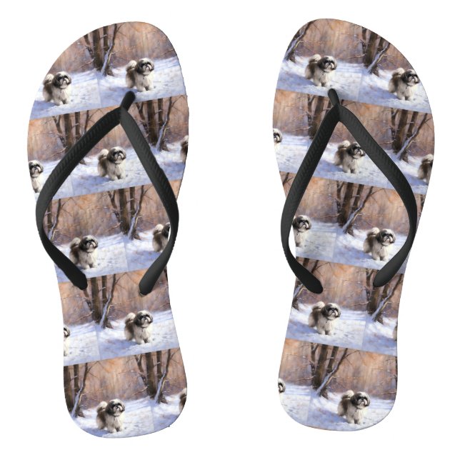 Shih Tzu Let It Snow Weihnachten Flip Flops (Fußbett)