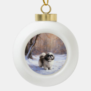 Shih Tzu Let It Snow Weihnachten Keramik Kugel-Ornament