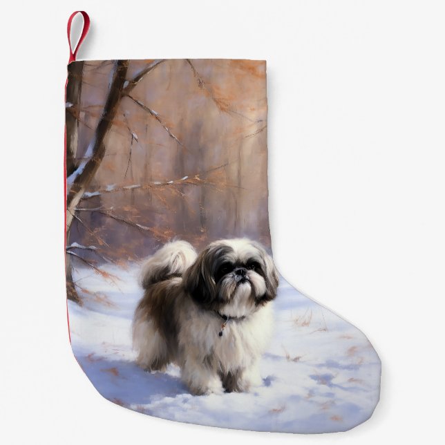 Shih Tzu Let It Snow Weihnachten Kleiner Weihnachtsstrumpf (Vorderseite)
