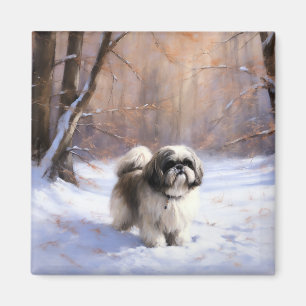 Shih Tzu Let It Snow Weihnachten Magnet