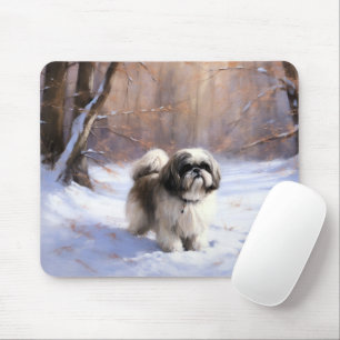 Shih Tzu Let It Snow Weihnachten Mousepad