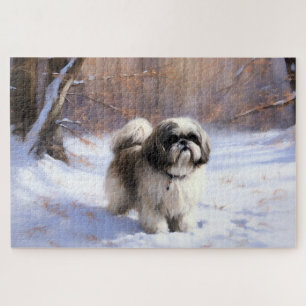 Shih Tzu Let It Snow Weihnachten Puzzle