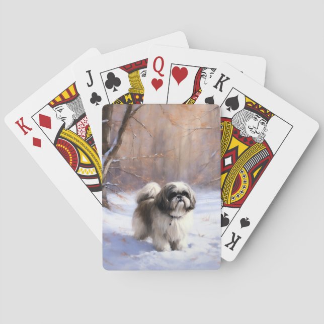 Shih Tzu Let It Snow Weihnachten Spielkarten (Rückseite)