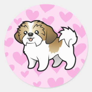 Shih Tzu Liebe (Welpenschnitt) Runder Aufkleber