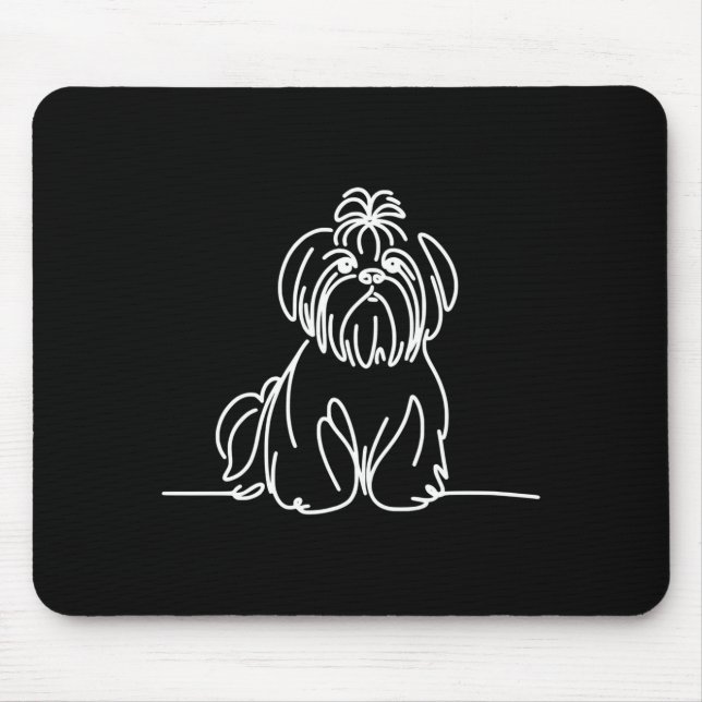Shih Tzu Linienkunst Hundebesitzer Leistung  Mousepad (Vorne)