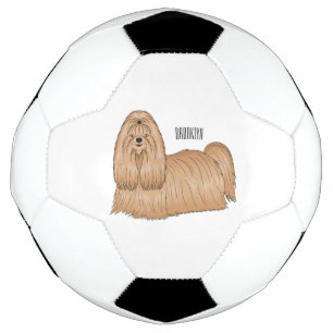 Shih tzu long hair dog cartoon illustration fußball