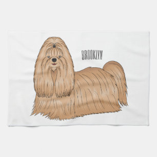 Shih tzu long hair dog cartoon illustration  geschirrtuch