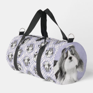 Shih Tzu Malerei Schwarz & Weiß Original Dog Art Duffle Bag