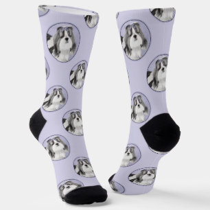 Shih Tzu Malerei Schwarz & Weiß Original Dog Art Socken