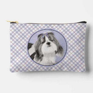 Shih Tzu Malerei Schwarz & Weiß Originale Hunde Ku Zubehörtasche