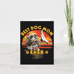 Shih Tzu Mama Retro Sonnenuntergang lustiger Hund  Karte