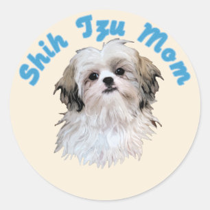 Shih Tzu Mama Runder Aufkleber