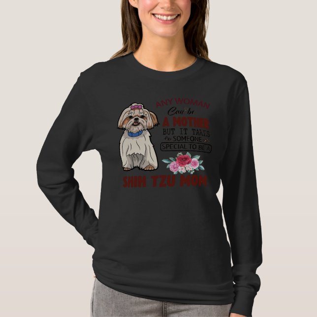 Shih Tzu Mama und Gesichtsmaske T-Shirt (Vorderseite)