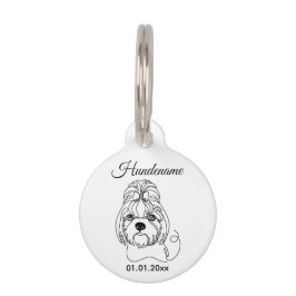Shih Tzu Minimalist Line Art Personalized Tag Haustiermarke