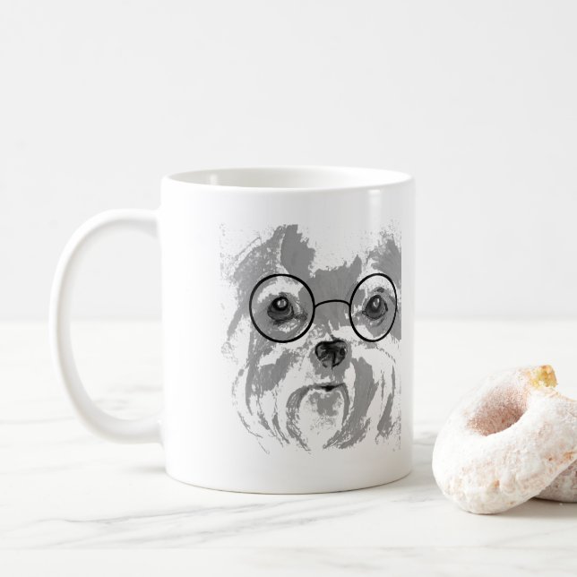 Shih Tzu mit Brillen Kaffeetasse (Mit Donut)
